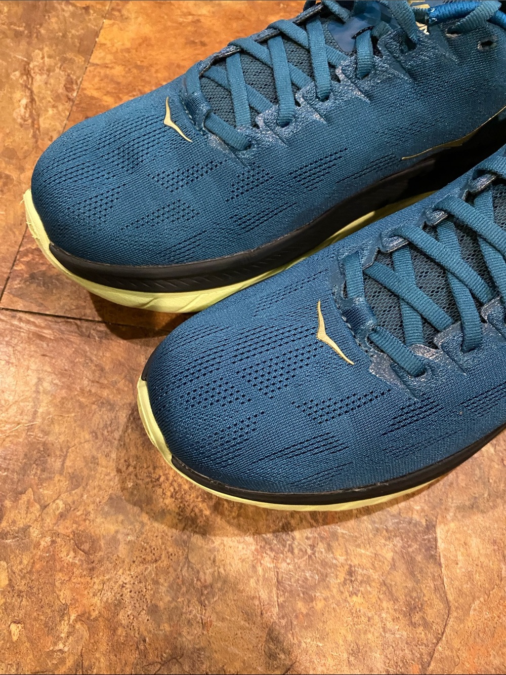 Hoka Profly Teal Blue Running Shoes with Light Yellow Soles - Picture 7 of 16
